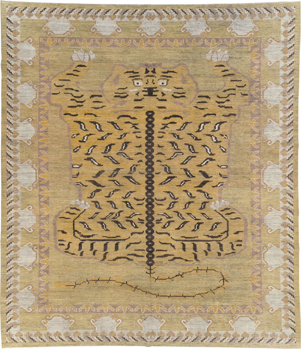 Modern East Turkestan Pictorial Khotan Room Size Carpet, No.32222 - Gsblank