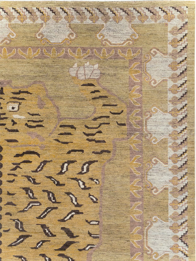 Modern East Turkestan Pictorial Khotan Room Size Carpet, No.32222 - Gsblank