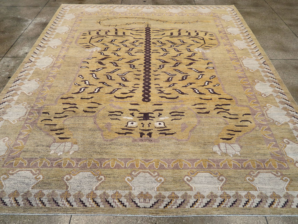 Modern East Turkestan Pictorial Khotan Room Size Carpet, No.32222 - Gsblank