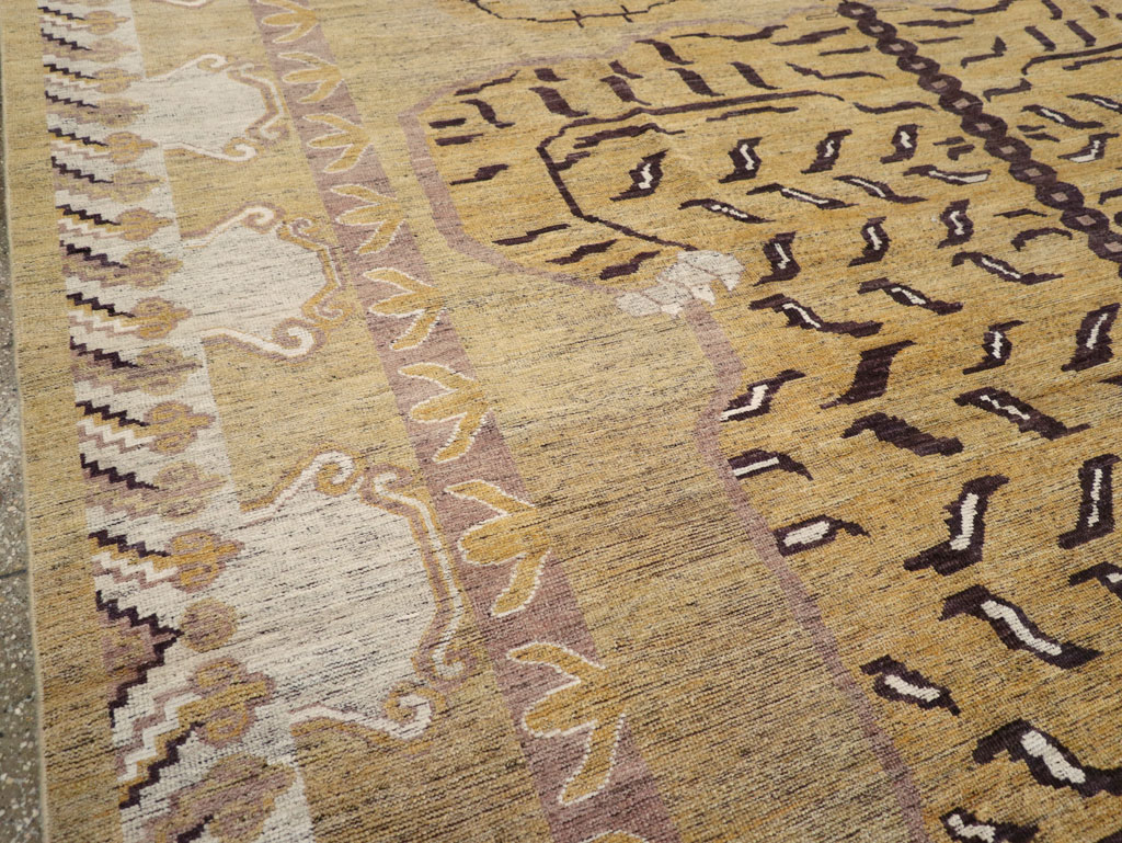 Modern East Turkestan Pictorial Khotan Room Size Carpet, No.32222 - Gsblank