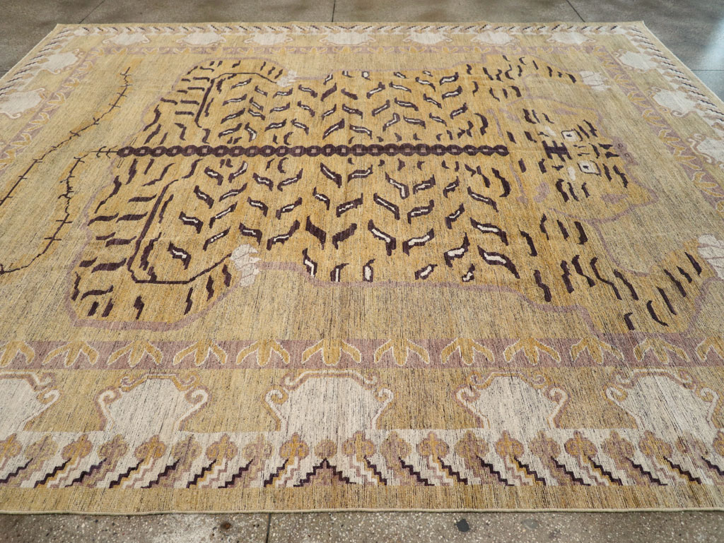 Modern East Turkestan Pictorial Khotan Room Size Carpet, No.32222 - Gsblank