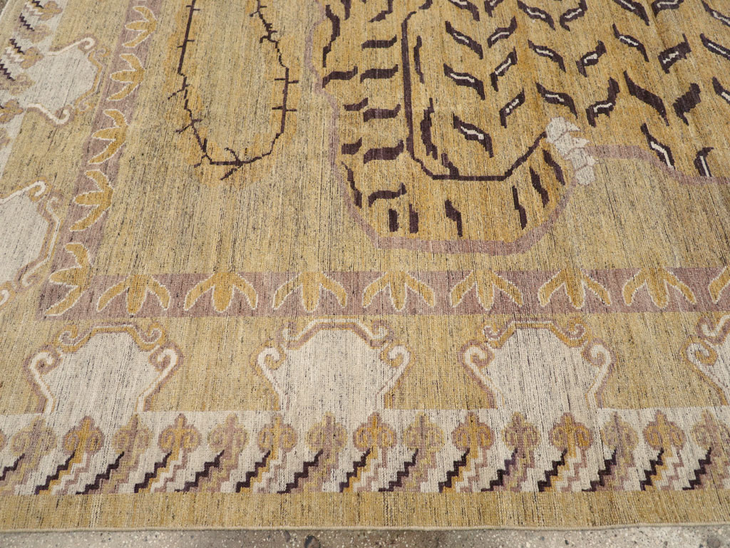 Modern East Turkestan Pictorial Khotan Room Size Carpet, No.32222 - Gsblank