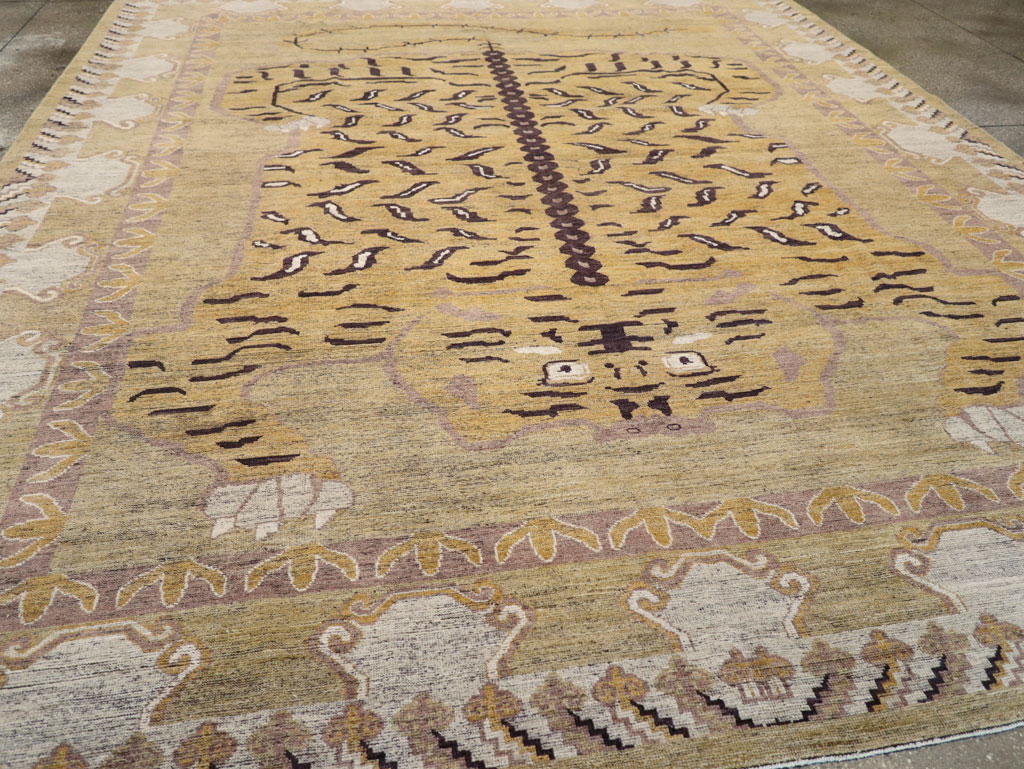 Modern East Turkestan Pictorial Khotan Room Size Carpet, No.32222 - Gsblank