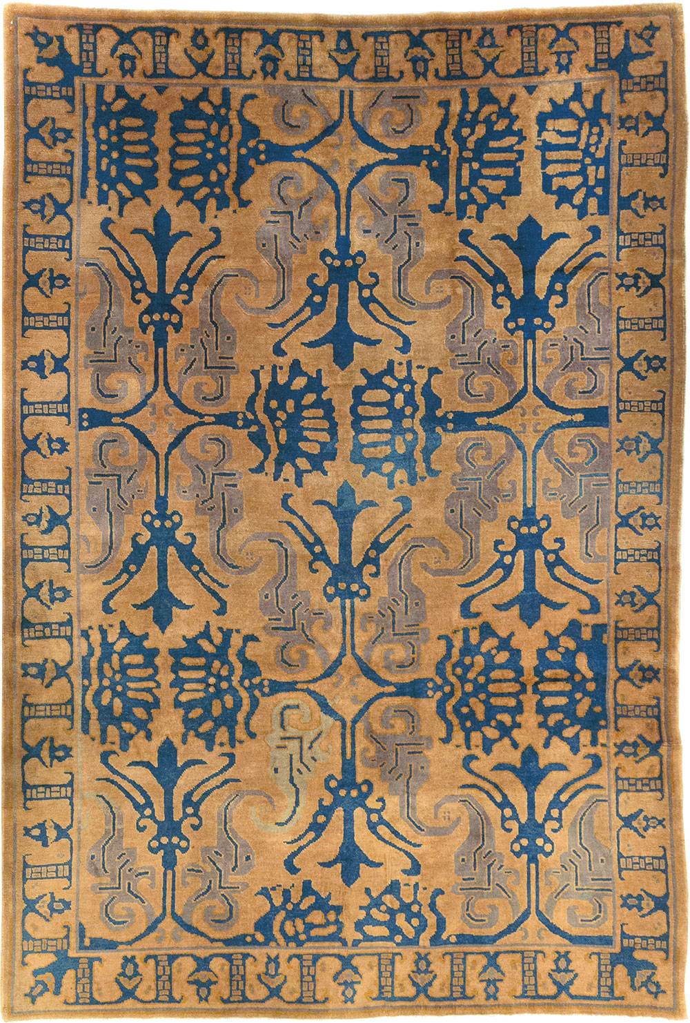 Vintage Chinese Art Deco Accent Carpet, No.32223 - Gsblank