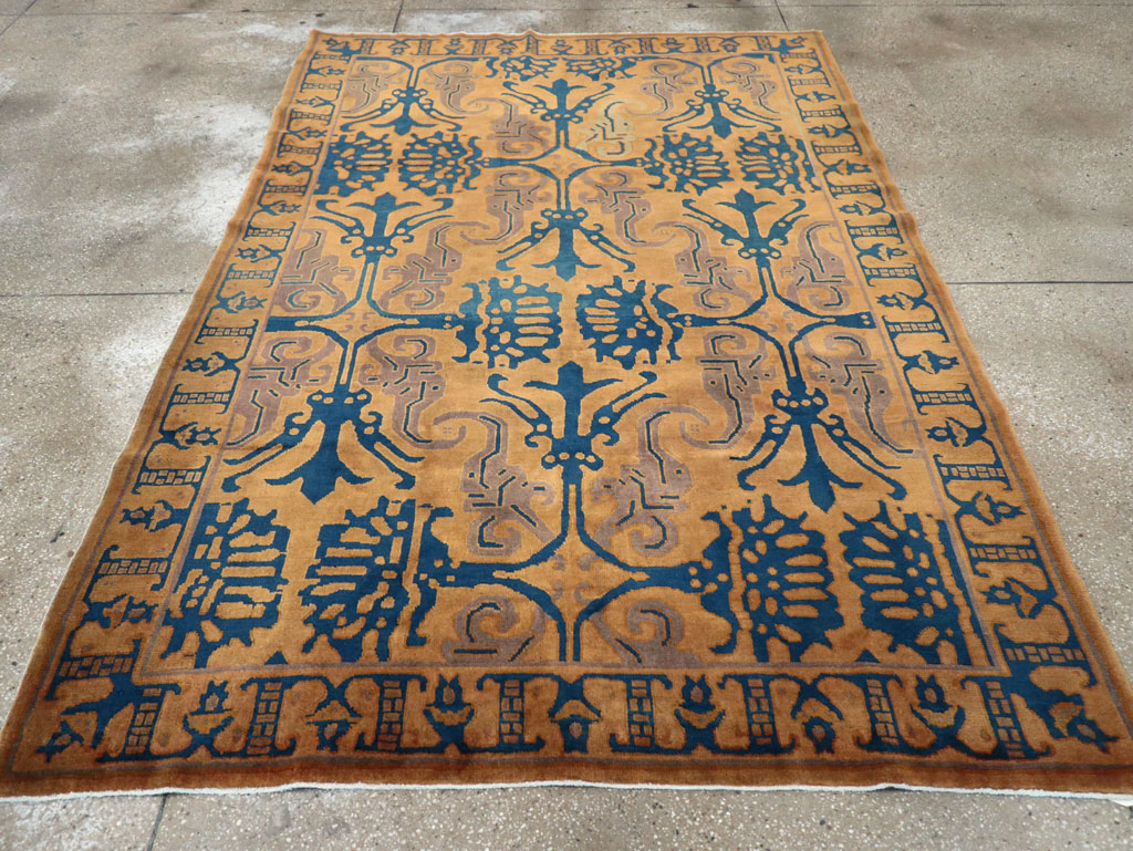 Vintage Chinese Art Deco Accent Carpet, No.32223 - Gsblank