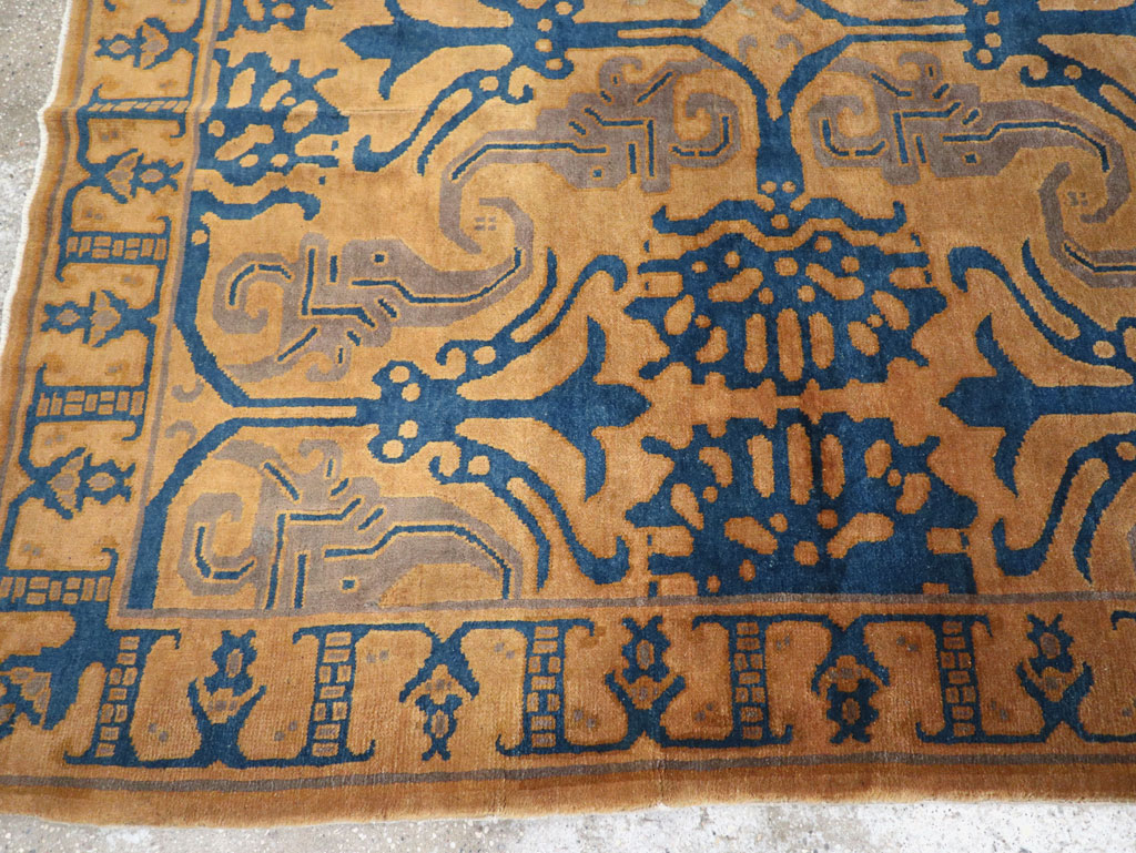 Vintage Chinese Art Deco Accent Carpet, No.32223 - Gsblank