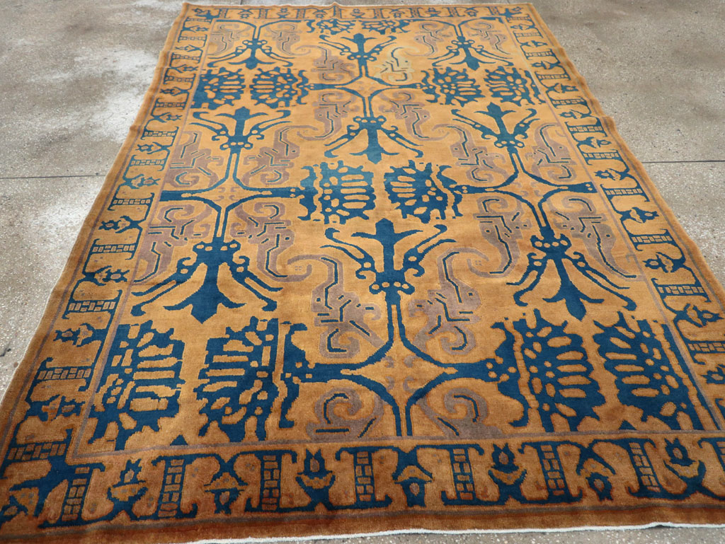 Vintage Chinese Art Deco Accent Carpet, No.32223 - Gsblank
