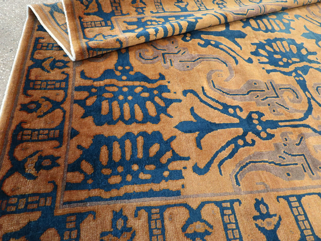 Vintage Chinese Art Deco Accent Carpet, No.32223 - Gsblank