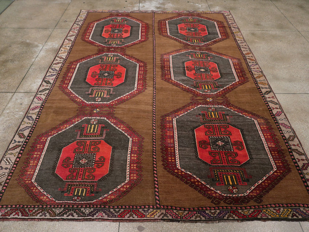 Vintage Turkish Tribal Room Size Carpet, No.32226 - Gsblank