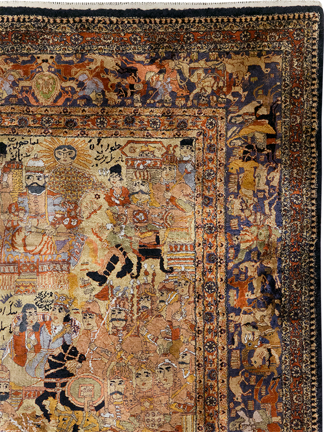 Vintage Chinese Silk Pictorial Accent Rug, No.32261 - Gsblank