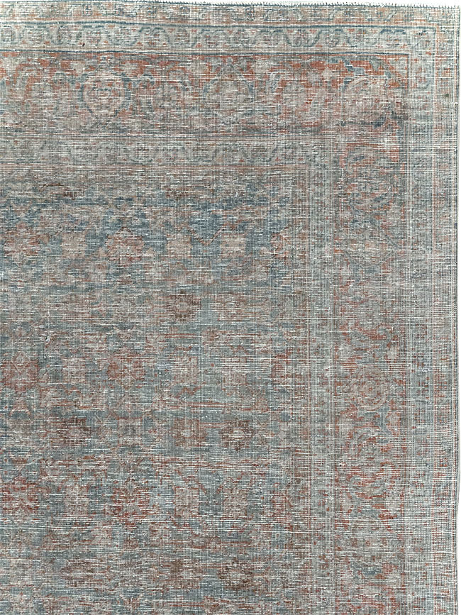 Distressed Vintage Persian Tabriz Room Size Carpet, No.32279 - Gsblank