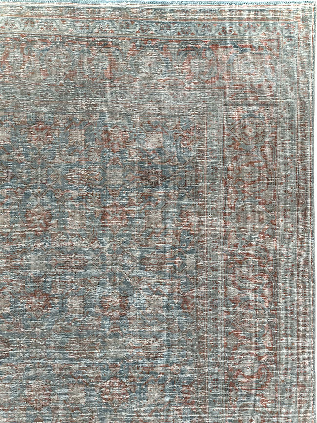 Distressed Vintage Persian Tabriz Room Size Carpet, No.32279 - Gsblank
