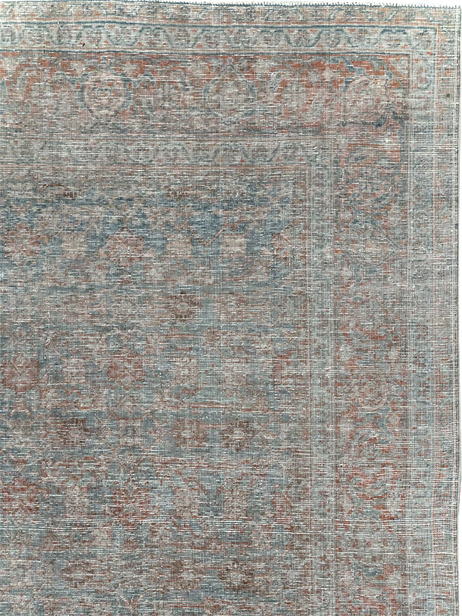 Distressed Vintage Persian Tabriz Room Size Carpet, No.32279 - Gsblank