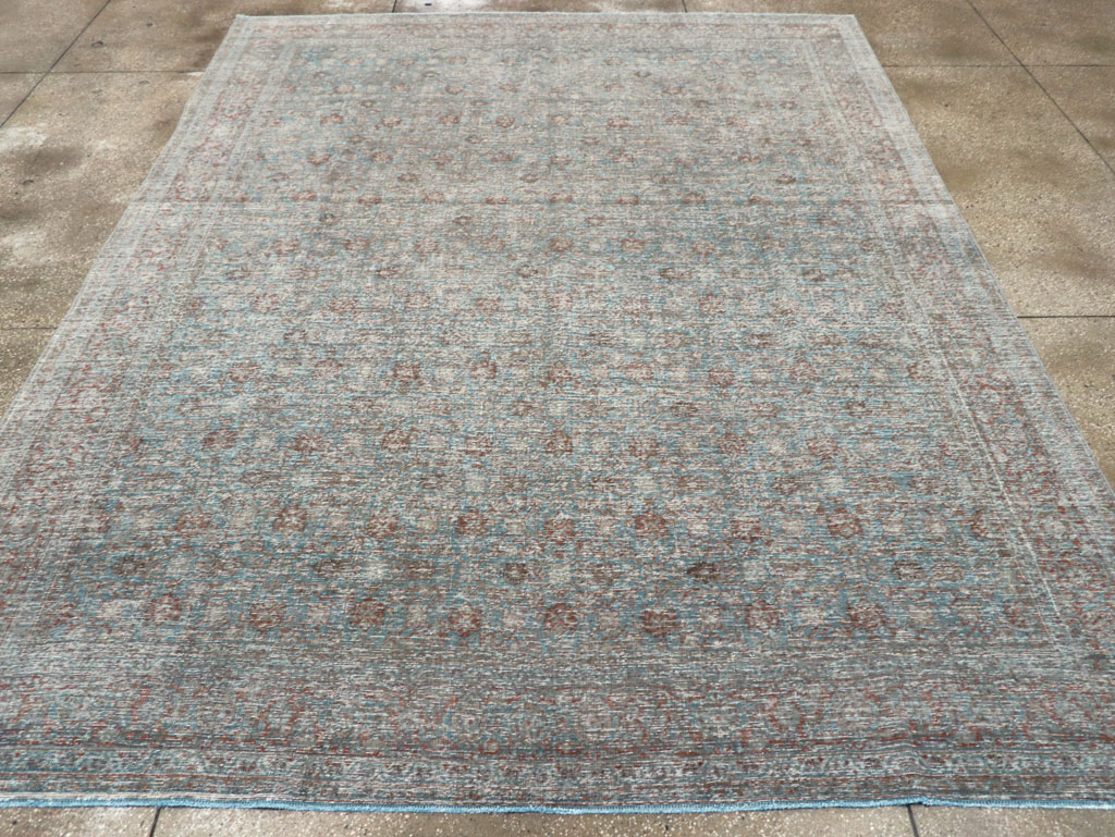 Distressed Vintage Persian Tabriz Room Size Carpet, No.32279 - Gsblank