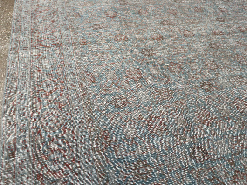 Distressed Vintage Persian Tabriz Room Size Carpet, No.32279 - Gsblank