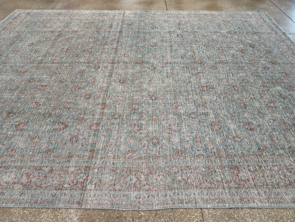 Distressed Vintage Persian Tabriz Room Size Carpet, No.32279 - Gsblank
