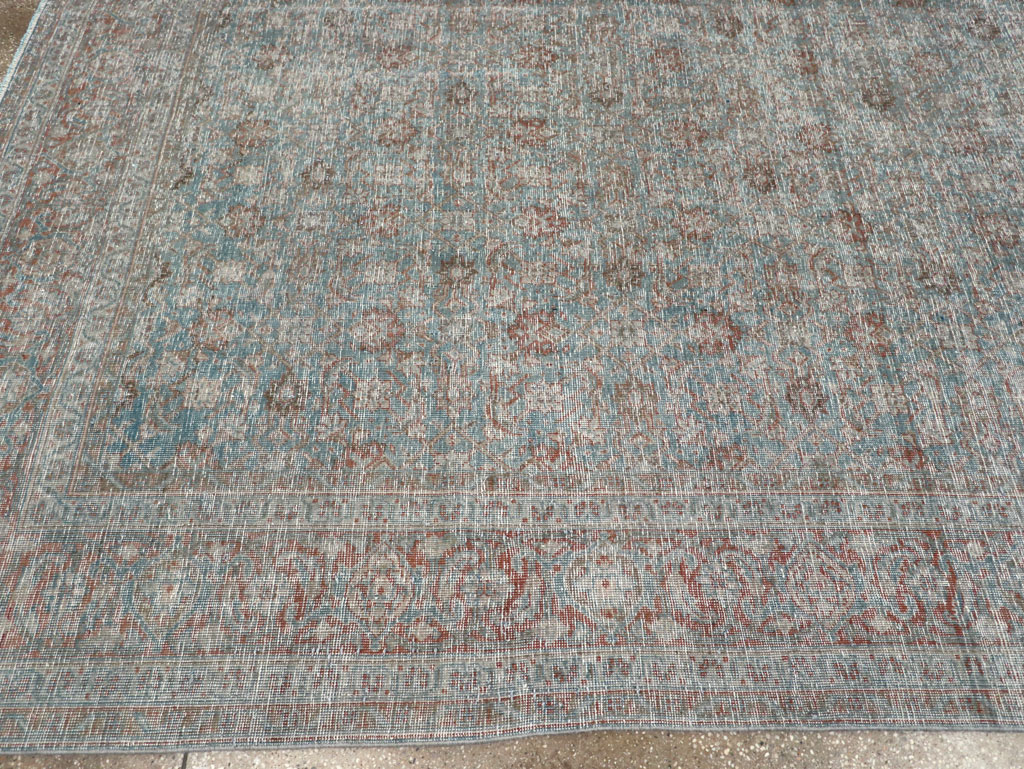 Distressed Vintage Persian Tabriz Room Size Carpet, No.32279 - Gsblank