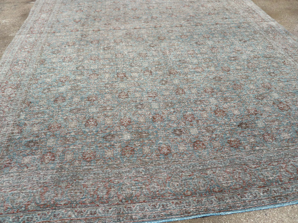 Distressed Vintage Persian Tabriz Room Size Carpet, No.32279 - Gsblank