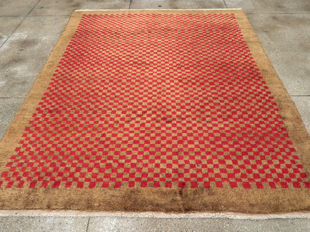 Vintage Turkish Art Deco Style Anatolian Small Room Size Carpet, No.32291 - Gsblank