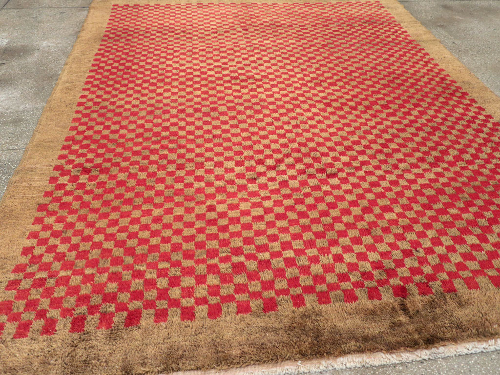 Vintage Turkish Art Deco Style Anatolian Small Room Size Carpet, No.32291 - Gsblank