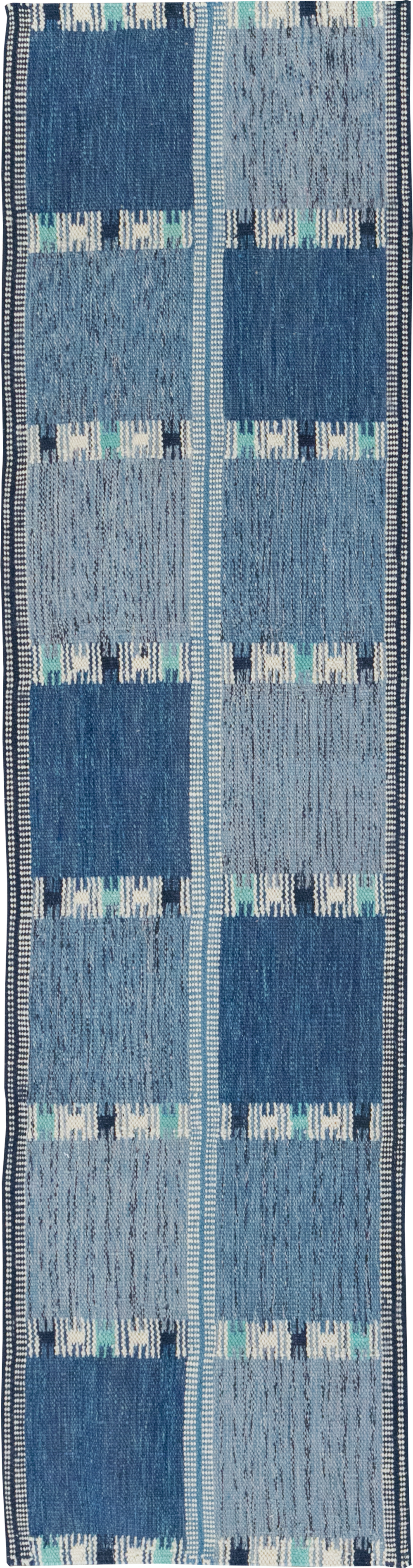 Swedish Inspired Contemporary Turkish Flatweave Runner, No.32309 - Gsblank