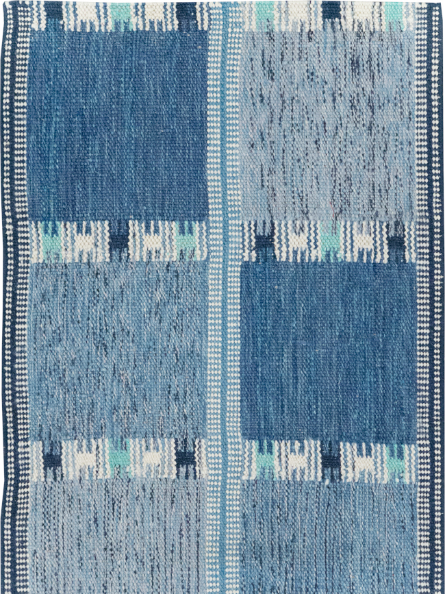 Swedish Inspired Contemporary Turkish Flatweave Runner, No.32309 - Gsblank