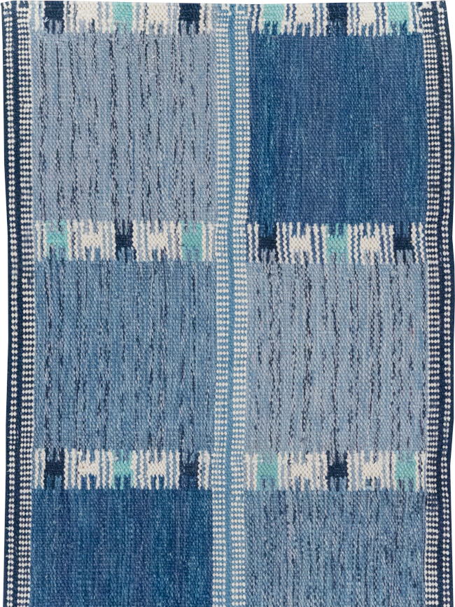 Swedish Inspired Contemporary Turkish Flatweave Runner, No.32309 - Gsblank