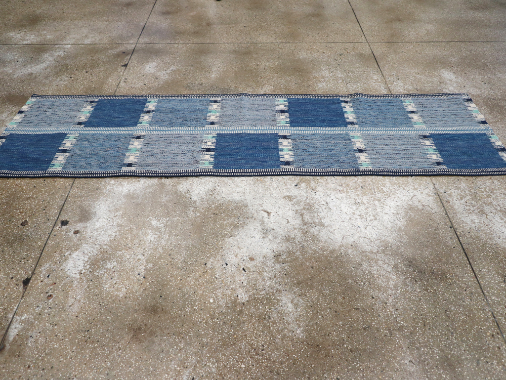 Swedish Inspired Contemporary Turkish Flatweave Runner, No.32309 - Gsblank