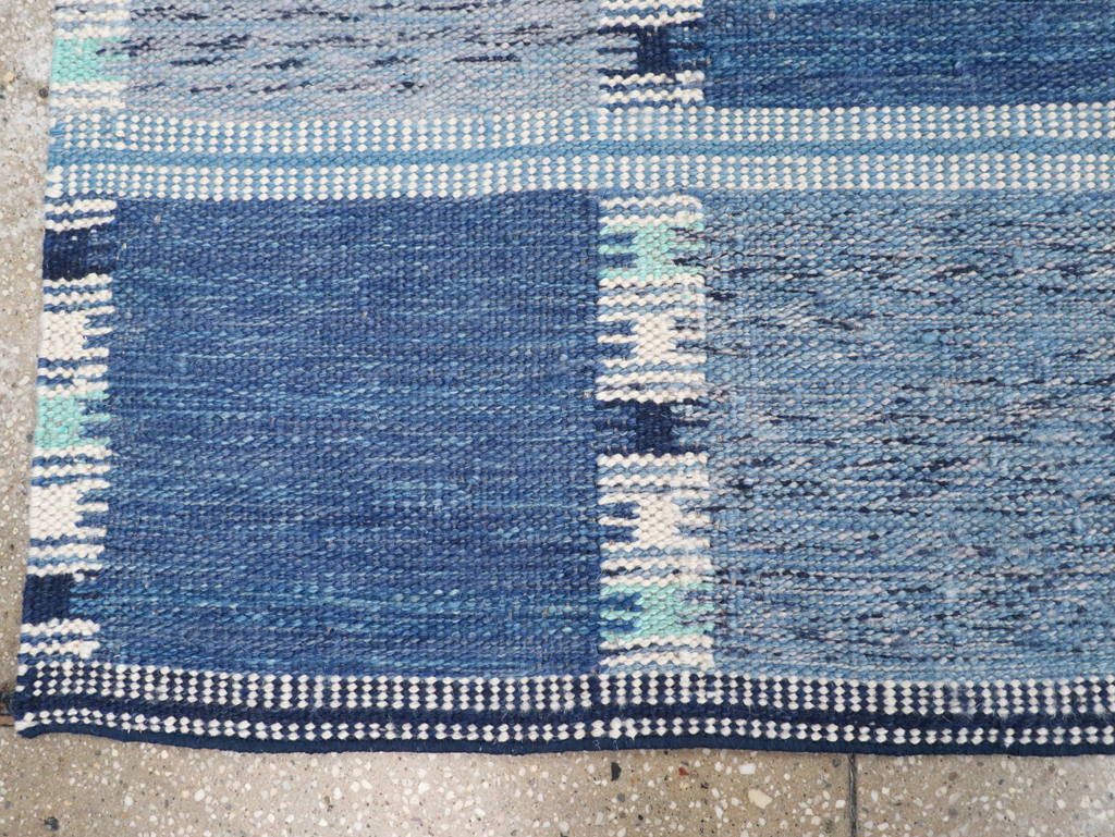 Swedish Inspired Contemporary Turkish Flatweave Runner, No.32309 - Gsblank