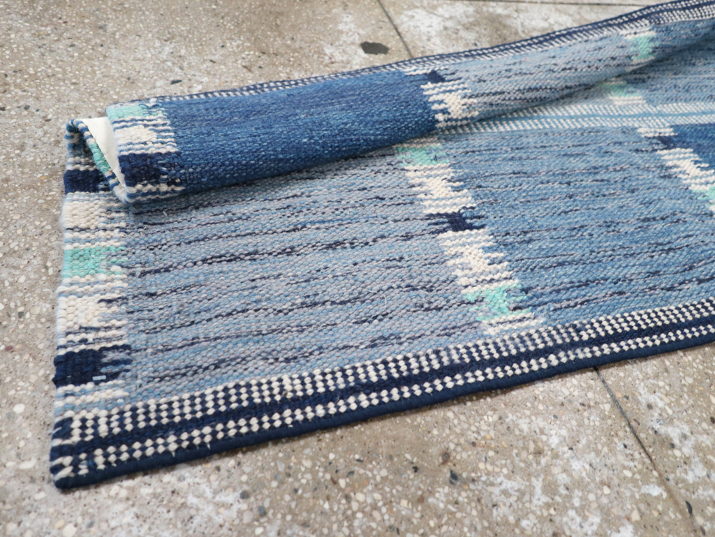 Swedish Inspired Contemporary Turkish Flatweave Runner, No.32309 - Gsblank