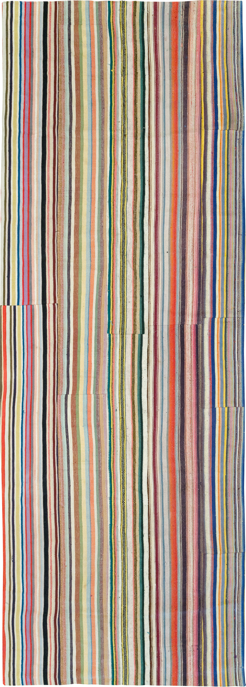 Vintage Turkish Flatweave Kilim Wide Gallery Runner, No.32310 - Gsblank