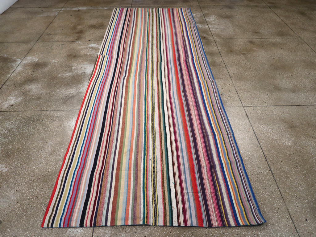 Vintage Turkish Flatweave Kilim Wide Gallery Runner, No.32310 - Gsblank