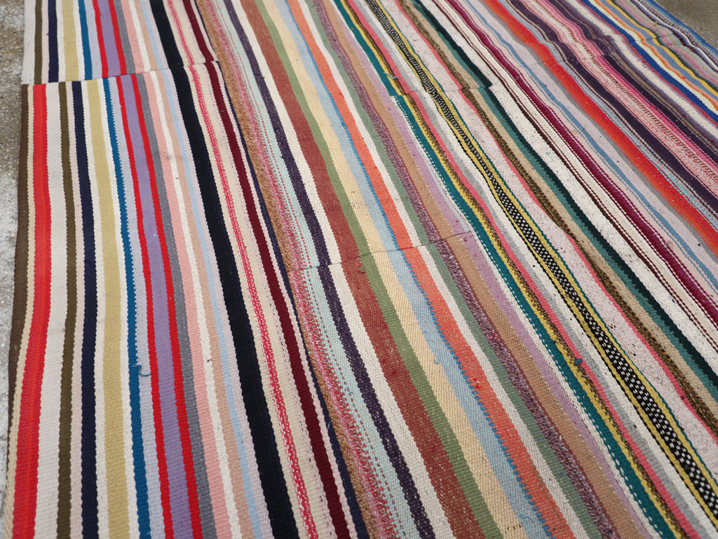 Vintage Turkish Flatweave Kilim Wide Gallery Runner, No.32310 - Gsblank