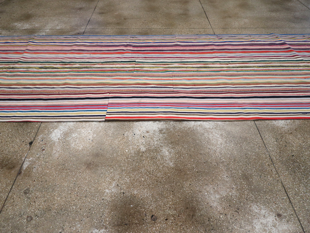 Vintage Turkish Flatweave Kilim Wide Gallery Runner, No.32310 - Gsblank