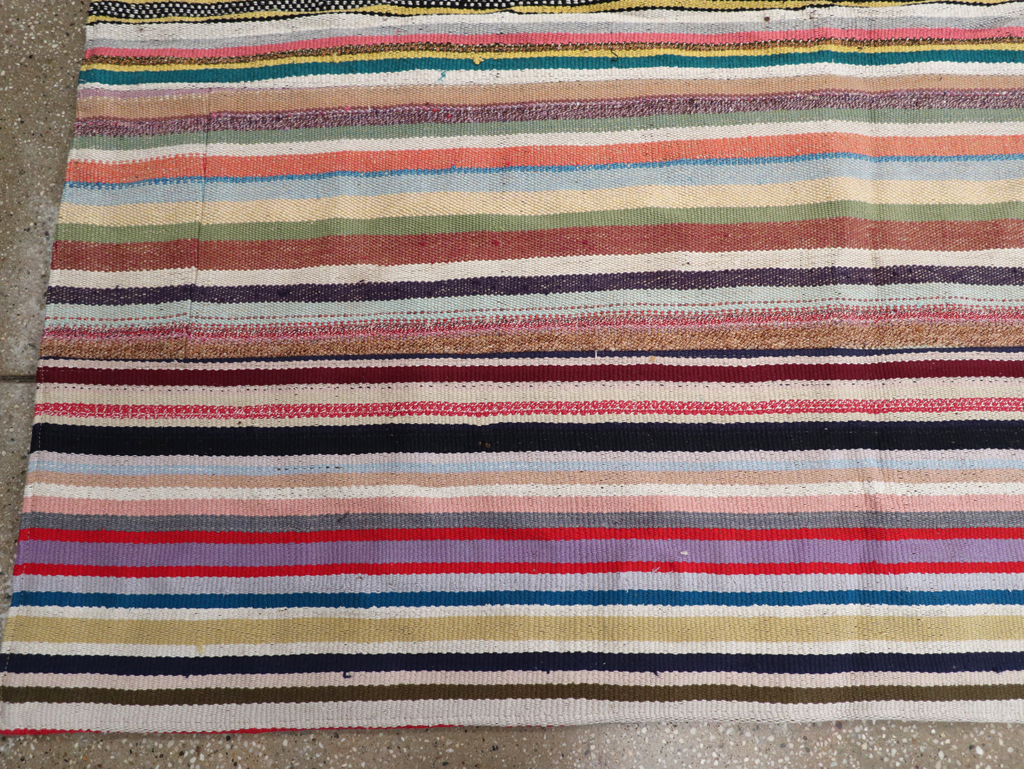 Vintage Turkish Flatweave Kilim Wide Gallery Runner, No.32310 - Gsblank