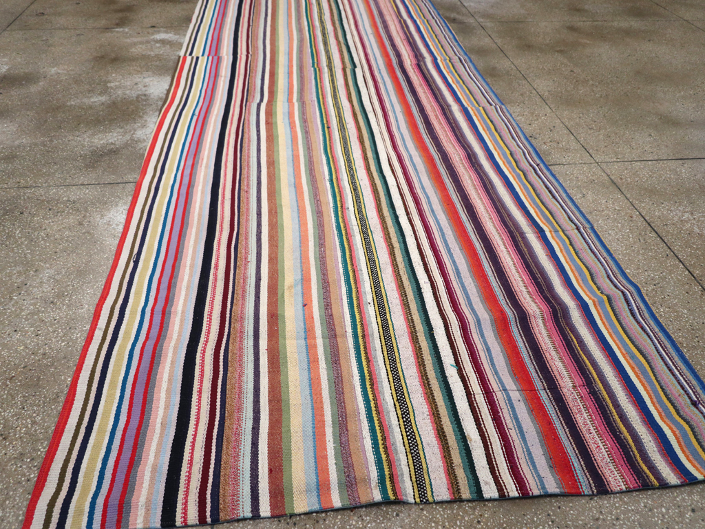 Vintage Turkish Flatweave Kilim Wide Gallery Runner, No.32310 - Gsblank