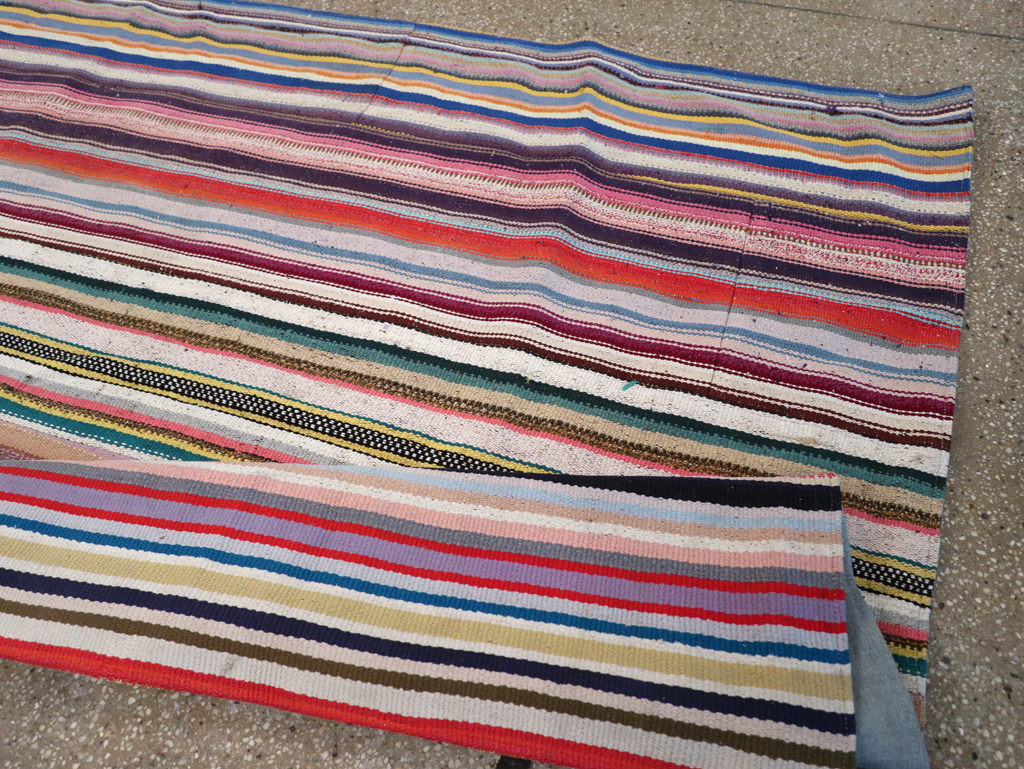 Vintage Turkish Flatweave Kilim Wide Gallery Runner, No.32310 - Gsblank