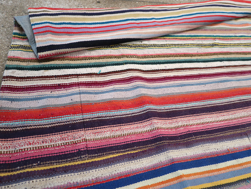 Vintage Turkish Flatweave Kilim Wide Gallery Runner, No.32310 - Gsblank