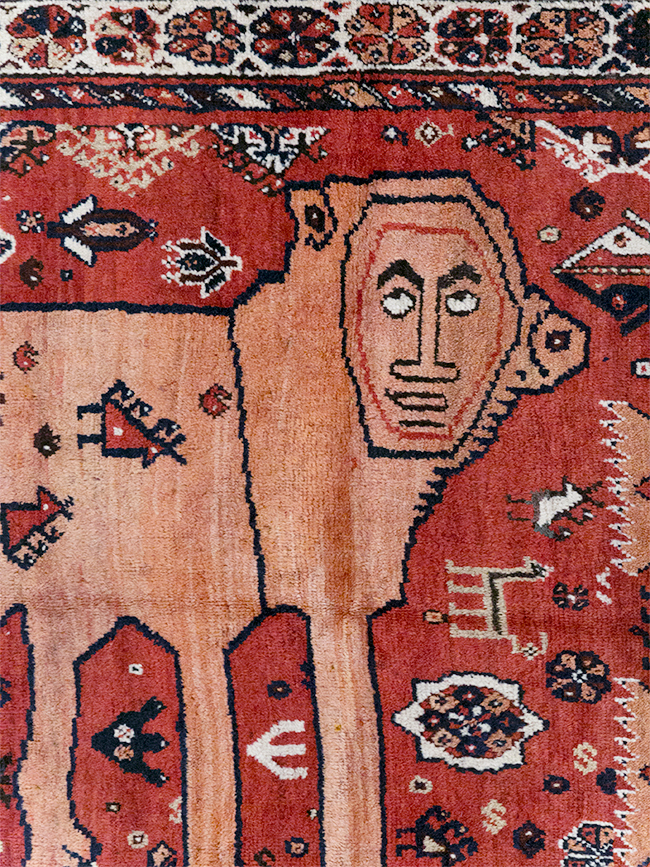 Antique Persian Shiraz Pictorial Accent Rug, No.32317 - Gsblank