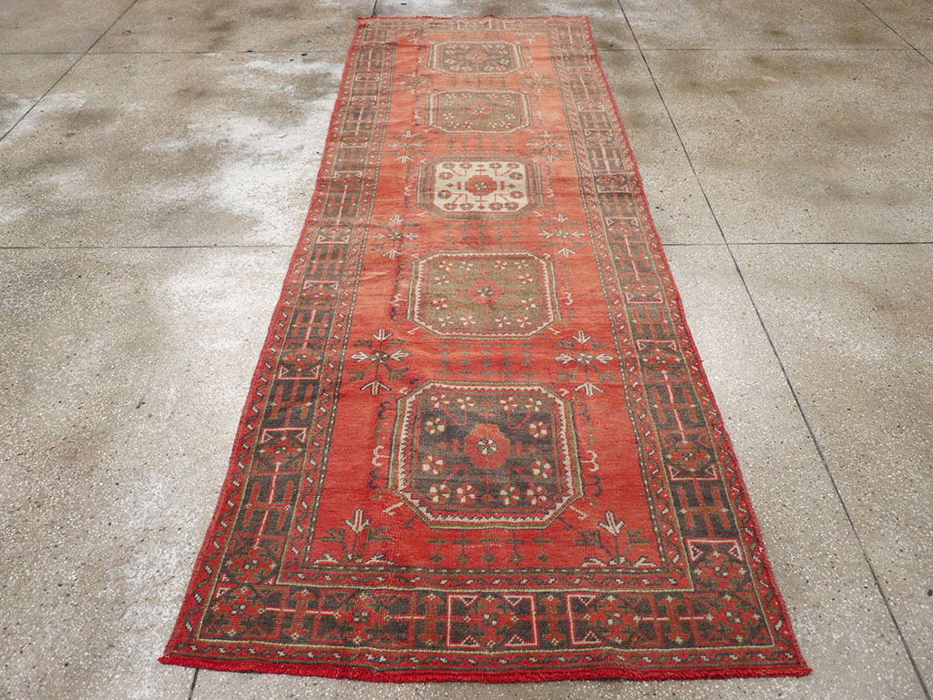 Vintage Turkish Oushak Wide Gallery Runner, No.32321 - Gsblank