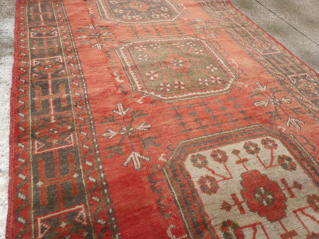 Vintage Turkish Oushak Wide Gallery Runner, No.32321 - Gsblank
