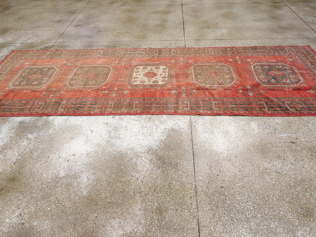 Vintage Turkish Oushak Wide Gallery Runner, No.32321 - Gsblank