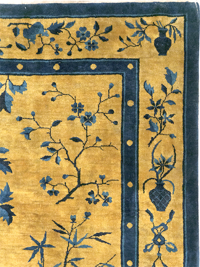 Vintage Chinese Art Deco Accent Carpet, No.32325 - Gsblank