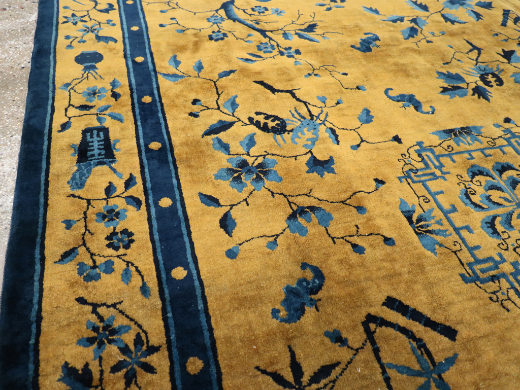Vintage Chinese Art Deco Accent Carpet, No.32325 - Gsblank