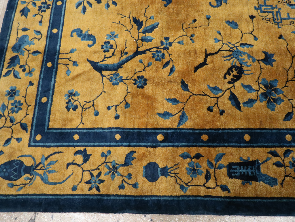Vintage Chinese Art Deco Accent Carpet, No.32325 - Gsblank