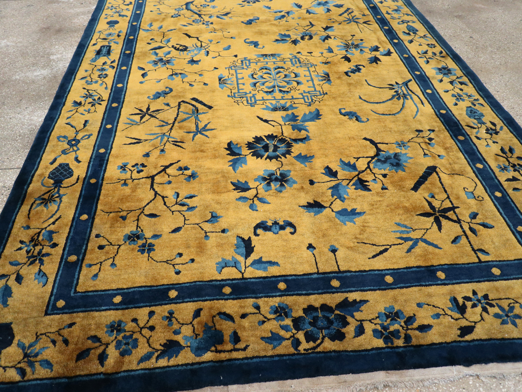 Vintage Chinese Art Deco Accent Carpet, No.32325 - Gsblank
