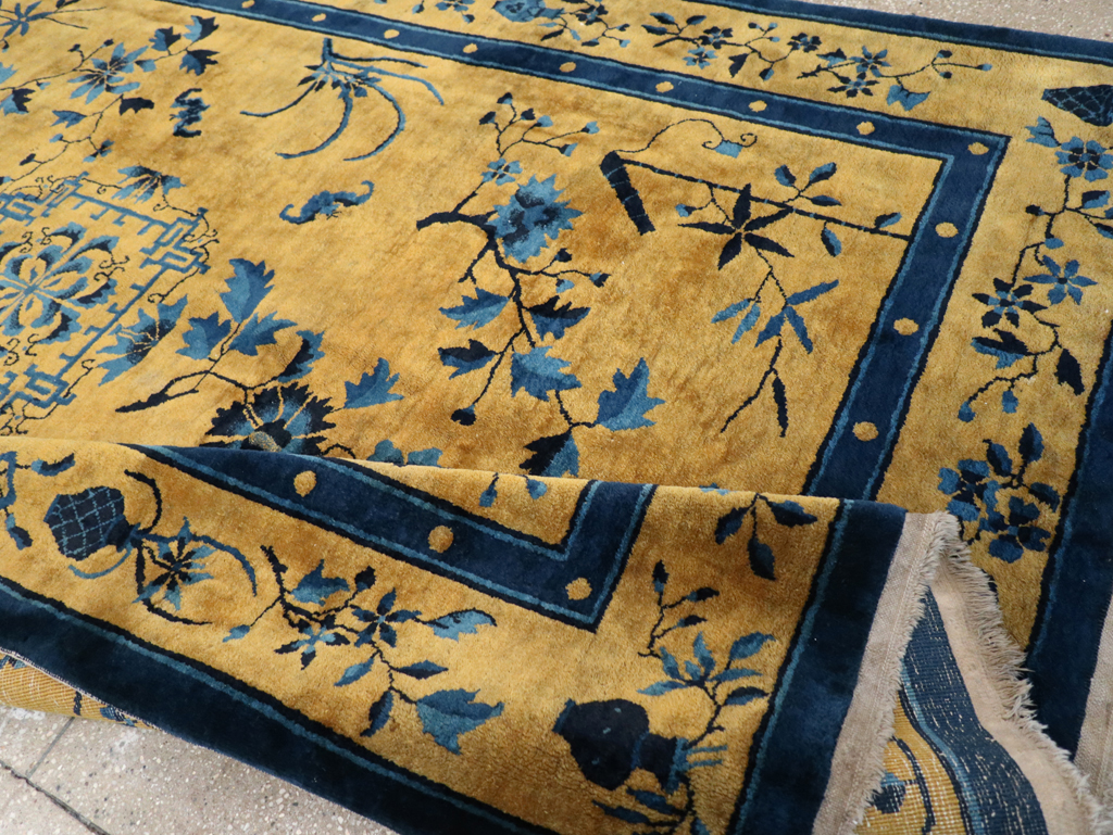 Vintage Chinese Art Deco Accent Carpet, No.32325 - Gsblank
