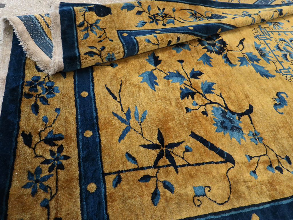 Vintage Chinese Art Deco Accent Carpet, No.32325 - Gsblank