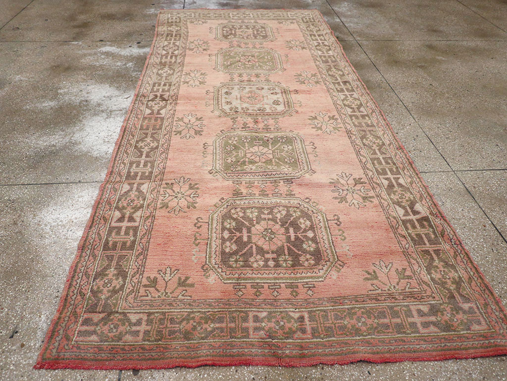 Vintage Turkish Oushak Gallery Rug, No.32327 - Gsblank