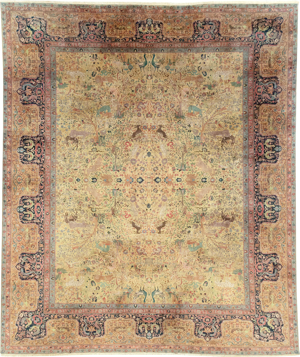 Antique Indian Lahore Pictorial Large Room Size Carpet, No.32328 - Gsblank